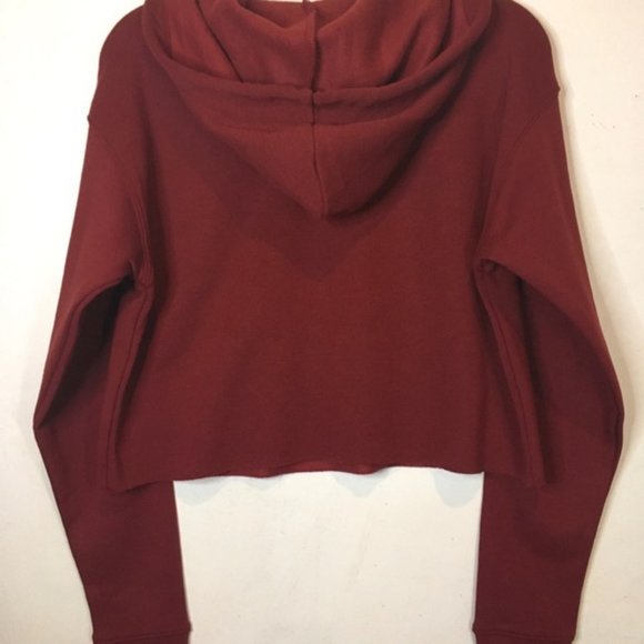 ASOS Cropped Hoodie Burgundy - Picture 2 of 5
